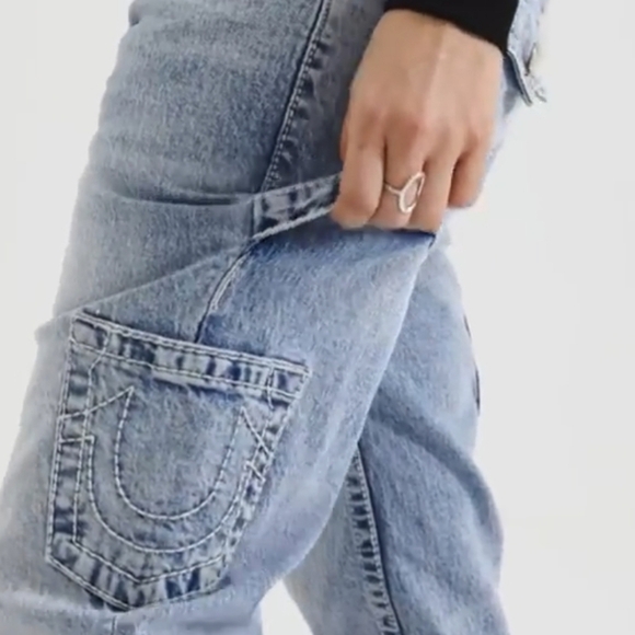 True Religion Women's Ricki Relaxed Big T Relaxed Carpenter Jeans, Size W28 - Picture 3 of 16